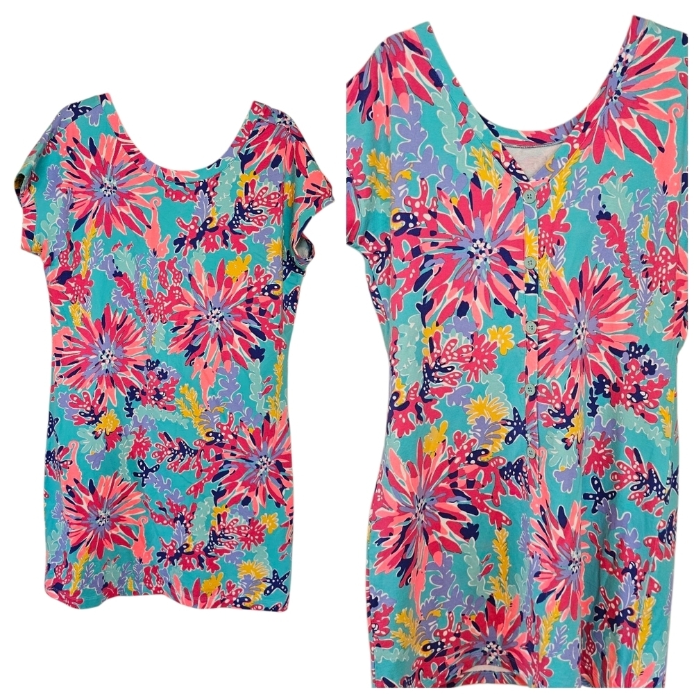 Lilly Pulitzer Anastasia Trippin & Sippin Dress Pullover Vacation Tropical